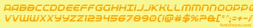 Fedservicelaserital-Schriftart – Orangefarbene Schriften auf gelbem Hintergrund