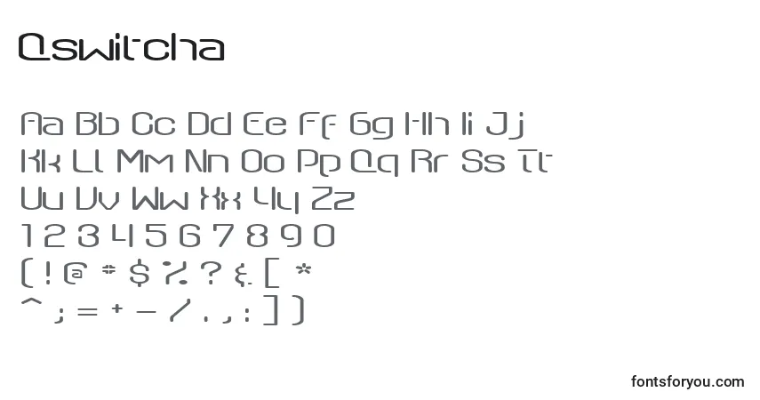 A fonte Qswitcha – alfabeto, números, caracteres especiais