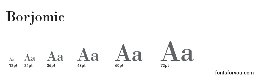 Размеры шрифта Borjomic