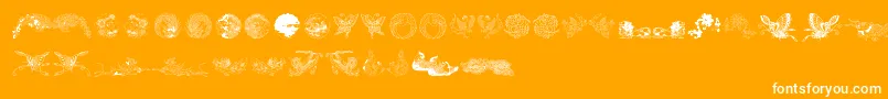 Chinatoo-Schriftart – Weiße Schriften auf orangefarbenem Hintergrund