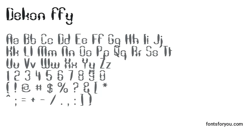 Schriftart Dekon ffy – Alphabet, Zahlen, spezielle Symbole
