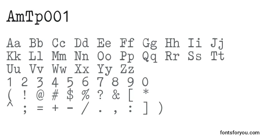 Czcionka AmTp001 – alfabet, cyfry, specjalne znaki
