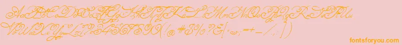 Angelica-Schriftart – Orangefarbene Schriften auf rosa Hintergrund