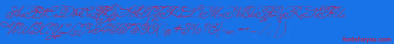 Czcionka Angelica – czerwone czcionki na niebieskim tle