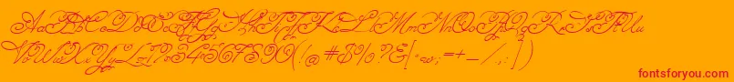 Angelica-Schriftart – Rote Schriften auf orangefarbenem Hintergrund