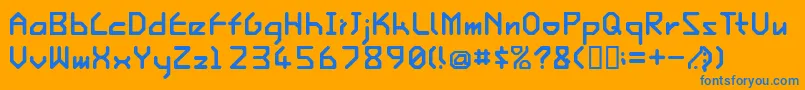 フォントIshiRegularE. – オレンジの背景に青い文字