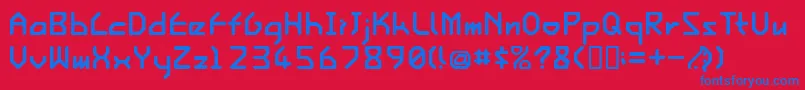 IshiRegularE. Font – Blue Fonts on Red Background