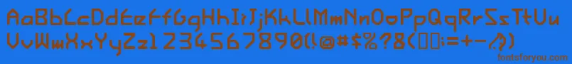 フォントIshiRegularE. – 茶色の文字が青い背景にあります。