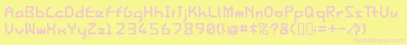 IshiRegularE.-fontti – vaaleanpunaiset fontit keltaisella taustalla