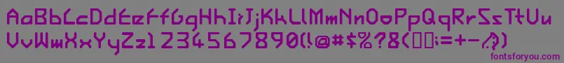 フォントIshiRegularE. – 紫色のフォント、灰色の背景