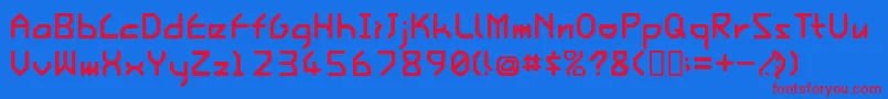 IshiRegularE. Font – Red Fonts on Blue Background