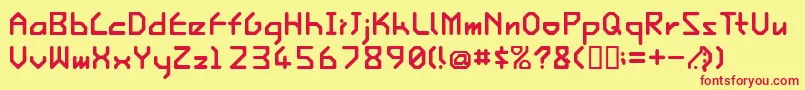 IshiRegularE. Font – Red Fonts on Yellow Background