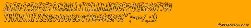 Hitchblock3Dital-Schriftart – Schwarze Schriften auf orangefarbenem Hintergrund