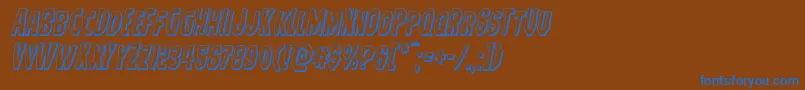 Hitchblock3Dital-Schriftart – Blaue Schriften auf braunem Hintergrund