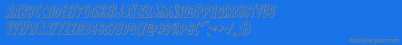 Hitchblock3Dital-Schriftart – Graue Schriften auf blauem Hintergrund