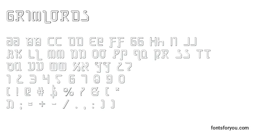 A fonte Grimlords – alfabeto, números, caracteres especiais