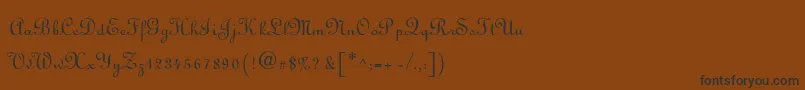 フォントLinoscriptLight – 黒い文字が茶色の背景にあります