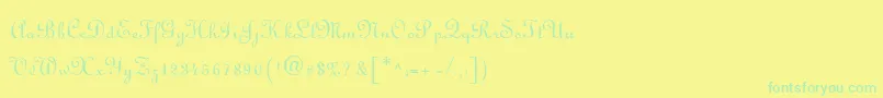 LinoscriptLight-Schriftart – Grüne Schriften auf gelbem Hintergrund