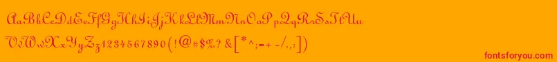 Fonte LinoscriptLight – fontes vermelhas em um fundo laranja