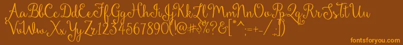Weitere Informationen zur DandelionSoup-Schriftart DandelionSoup-Schriftart – Orangefarbene Schriften auf braunem Hintergrund