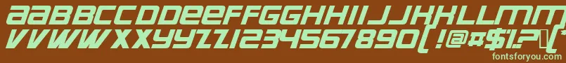 フォントSuprrg ffy – 緑色の文字が茶色の背景にあります。