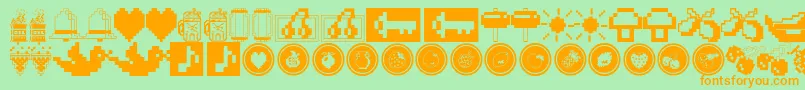 Fontt-Schriftart – Orangefarbene Schriften auf grünem Hintergrund