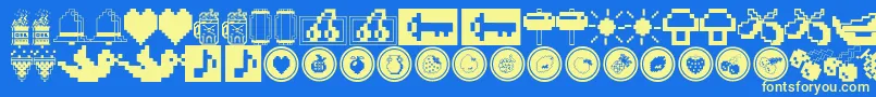フォントFontt – 黄色の文字、青い背景