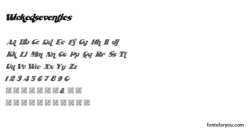 Шрифт Wickedseventies – алфавит, цифры, специальные символы