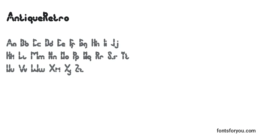 Schriftart AntiqueRetro (24549) – Alphabet, Zahlen, spezielle Symbole