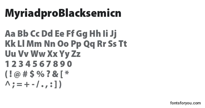 Шрифт MyriadproBlacksemicn – алфавит, цифры, специальные символы