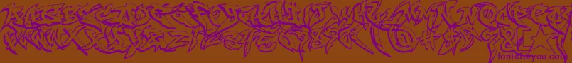 RaseoneOutline-Schriftart – Violette Schriften auf braunem Hintergrund