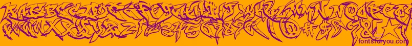 フォントRaseoneOutline – オレンジの背景に紫のフォント