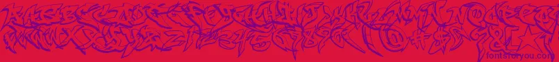 RaseoneOutline-Schriftart – Violette Schriften auf rotem Hintergrund