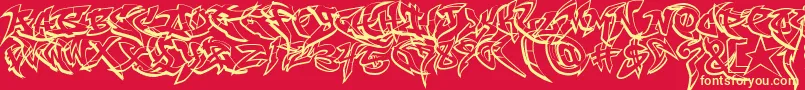 RaseoneOutline Font – Yellow Fonts on Red Background