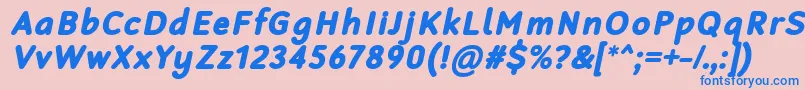 RobagaRoundedBlackItalic-fontti – siniset fontit vaaleanpunaisella taustalla