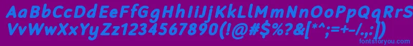 フォントRobagaRoundedBlackItalic – 紫色の背景に青い文字