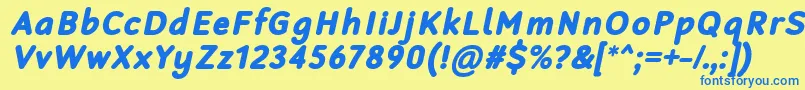 RobagaRoundedBlackItalic Font – Blue Fonts on Yellow Background