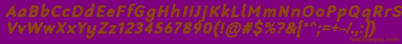 RobagaRoundedBlackItalic-fontti – ruskeat fontit violetilla taustalla