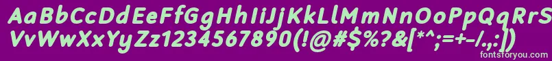 RobagaRoundedBlackItalic-Schriftart – Grüne Schriften auf violettem Hintergrund