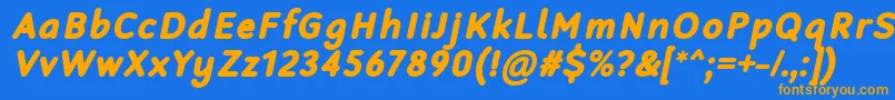 RobagaRoundedBlackItalic-fontti – oranssit fontit sinisellä taustalla