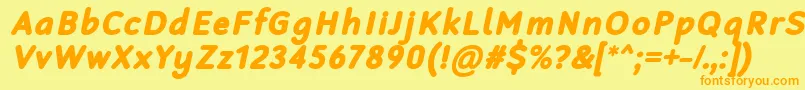 フォントRobagaRoundedBlackItalic – オレンジの文字が黄色の背景にあります。