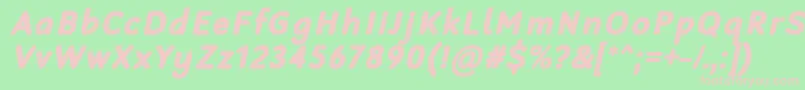 Fonte RobagaRoundedBlackItalic – fontes rosa em um fundo verde