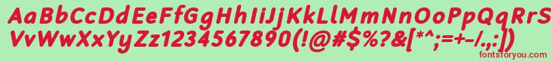 RobagaRoundedBlackItalic-fontti – punaiset fontit vihreällä taustalla