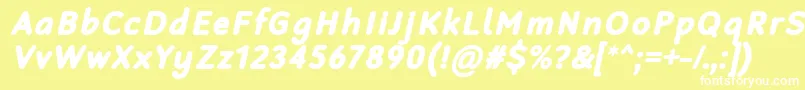 RobagaRoundedBlackItalic-Schriftart – Weiße Schriften auf gelbem Hintergrund