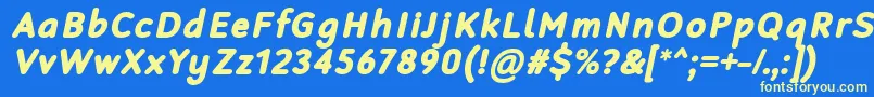 フォントRobagaRoundedBlackItalic – 黄色の文字、青い背景