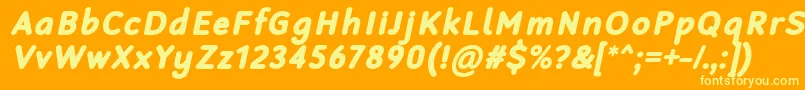 RobagaRoundedBlackItalic-fontti – keltaiset fontit oranssilla taustalla
