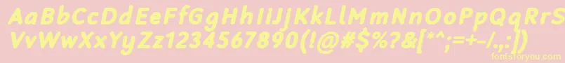 RobagaRoundedBlackItalic-Schriftart – Gelbe Schriften auf rosa Hintergrund