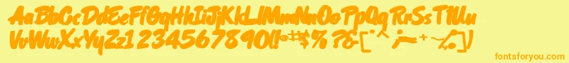 OrielscriptsskBolditalic Font – Orange Fonts on Yellow Background
