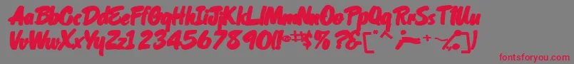 フォントOrielscriptsskBolditalic – 赤い文字の灰色の背景