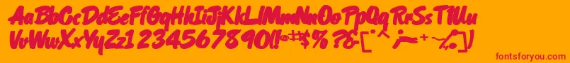 OrielscriptsskBolditalic Font – Red Fonts on Orange Background
